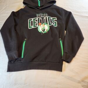 NBA Boston Celtics Boys Pullover Hoodie Black Green Fleece Size 14-16